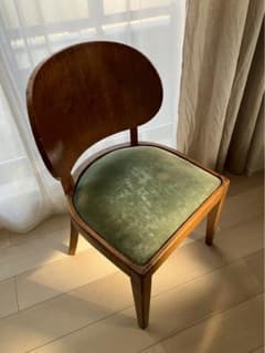 【昭和レトロ】北欧風 ヴィンテージチェア / グリーン ベルベット座面 大正 昭和レトロ】北欧風 ヴィンテージチェア / グリーン ベルベット座面