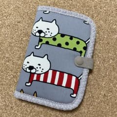 ハンドメイド お薬手帳ケース 母子手帳 コットンこばやし ★整列ネコBIG ③のサムネイル