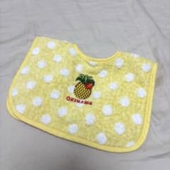 【未使用】沖縄限定 パイナップル柄 スタイ よだれかけ 今治タオル ドット 黄色のサムネイル