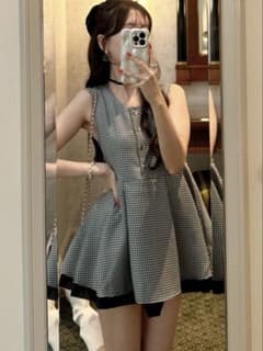 GRL 千鳥柄配色ペプラムトップスのサムネイル