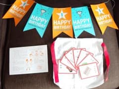1歳誕生日お祝いセット★一升餅巾着・選び取りカード・ガーランド・プーさんろうそくのサムネイル