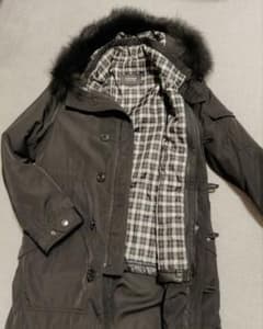 バーバリー ブラックレーベル モッズコート ファーつき キルティング
