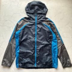 adidas ナイロンジャケット フード付き ブルー スポーツウェア パーカー