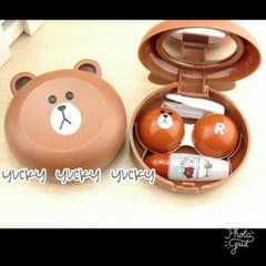 LINE ブラウン コンタクト ケース 韓国 原宿 洗浄液のサムネイル