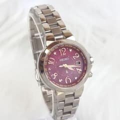 ワインレッド！チタン製！美品！セイコールキアSEIKOラッキーパスポート SEIKO ルキア ラッキーパスポート 電波ソーラー チタン ワインレッド