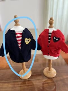ペット用　ガーデン(紺色)とEDWINボーダーTシャツ(赤)のセットのサムネイル
