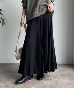 26SS 新品 DOUDOU 腰回り細見え パネルプリーツスカート ブラック