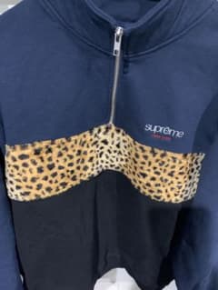 コムドットゆうた】シュプリーム☆刺繍ロゴ レオパード ハーフジップ