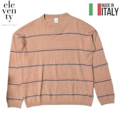 eleventy オレンジ ピンク ボーダー ニットセーター イタリア製 - メルカリ