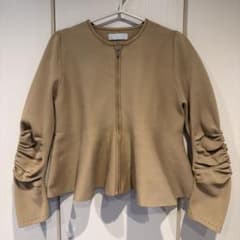 CELFORD ペプラム ノーカラー ジャケット ニット セルフォードのサムネイル