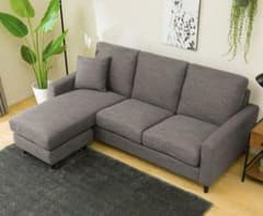 直接引取】ニトリ ソファ 3人用布張り＋スツールセット 付属クッション