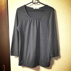 ★グローバルワーク後ろリボンのグレーニット★着用感ありのサムネイル