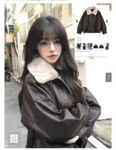 GRLファーティペット付き襟2Wayレザードロストブルゾン[fo2184]のサムネイル