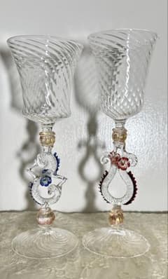 ☆ヴェネチアングラス☆アレキサンドリアブルー ワイングラス 2個