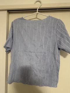 ライトブルー フリンジ ストライプ 半袖Tシャツのサムネイル