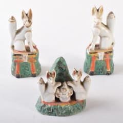 陶器製　色絵金彩　お稲荷さん　狐　3点まとめて　M　R8078 陶器製 色絵金彩 お稲荷さん 狐 3点まとめて M R8078 | Mercari