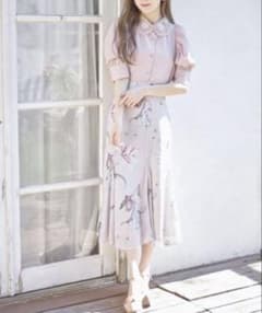 tocco closet フラワープリントバックレースアップマーメイドスカート