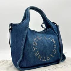 美品】ステラマッカートニー サークルロゴ デニム ショルダーバッグ A4