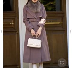 Noela♡ 2WAYカラーバックプリーツウールトレンチコート 茶 ファー