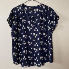 BANANA REPUBLIC ネイビー花柄半袖シャツ Mのサムネイル