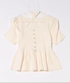 apres jour クロス紐ペプラムニット ホワイトのサムネイル