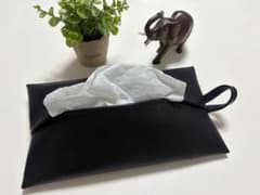 レザー調　ソフトパックティッシュカバー　BLACK　ループ付き　BLR02のサムネイル