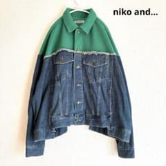 新品　niko and…☆ニコアンド リメイク風デニムGジャン niko and ニコアンド リメイク風モンスターGジャン グリーン