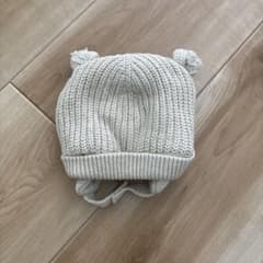 GAP ベビー ベージュ クマ耳 ベビー帽子 ニット 44cm