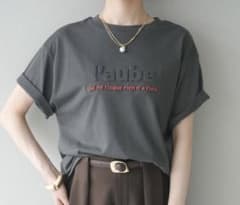l'aube ロゴ　Tシャツ チャコールグレーのサムネイル