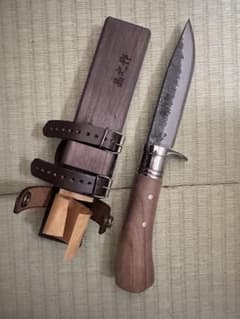 晶之作 剣鉈 (山鉈 狩猟刀) 墨流し ダマスカス 土佐 トヨクニ