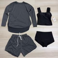 レディース 水着 4点セット ブラック グレーのサムネイル