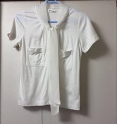 美品　NEWYORKER 半袖　M ボウタイ　ブラウス　シャツ　白のサムネイル