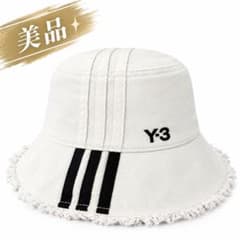 【極美品】Y-3 ワイスリー ストライプ バケットハット オフホワイト OSFMのサムネイル