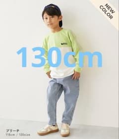 新品未使用devirockストレッチデニム ペグトップパンツ　ブリーチ　130のサムネイル