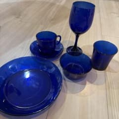 【レア・まとめ売り】 DURALEX サファイア コバルトブルー 食器セットのサムネイル