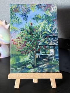 門前の花」 手描き 油絵 風景画 原画 肉筆 油彩画 印象派 - メルカリ