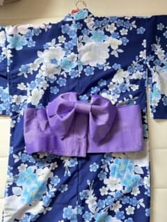 大人も着れる　ゆかた　サイズ150 つくり帯付きのサムネイル