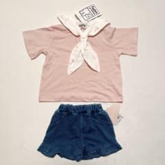 miffy ピンク セーラー襟 Tシャツ 80×デニム風ショーツ80