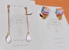 ハンドメイド　ノンホール　ピアス（イヤリング）　2点　まとめ売りのサムネイル