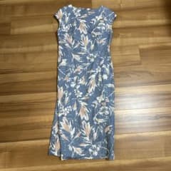 MAJUN ノースリーブワンピース 花柄 ブルー Mのサムネイル