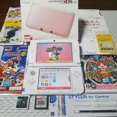 ❤超美品・送料込❤3DSLL&妖怪2元祖&モンハンX&きらレボ❤ピンク×ホワイトのサムネイル