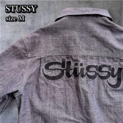 Vintage✨STUSSY 半袖ワークシャツ デニム バックロゴ刺繍 入手困難