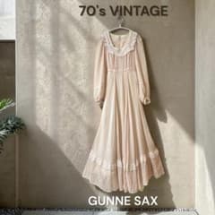希少70sビンテージGUNNESAXワンピースドレスフォークロアビクトリア調