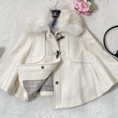 美品○ バーバリーブルーレーベル ポンチョ ファー フォックス ウール