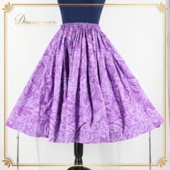 【フラダンス衣装】パープル パウスカート 紫 プルメリア柄 レフア柄 花柄のサムネイル