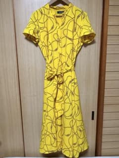 美品✨✨ローレンラルフローレン　ロングシャツワンピース　チェーン柄　リボン　Lのサムネイル