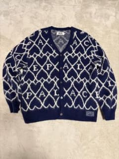 PALACE ハート柄 ニット カーディガン ネイビー PALACE ハート柄 ニット カーディガン ネイビー - メルカリ