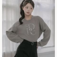 Darich ビジューボリュームリブニットトップス グレー - メルカリ