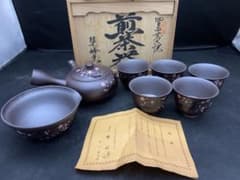 萬古焼 煎茶器　榮峰窯　勇山 作　急須　湯冷　湯呑5客 萬古焼 煎茶器 榮峰窯 勇山 作 急須 湯冷 湯呑5客 - メルカリ