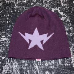 *初期★ BAPESTA ニット帽　紫ビーニーのサムネイル